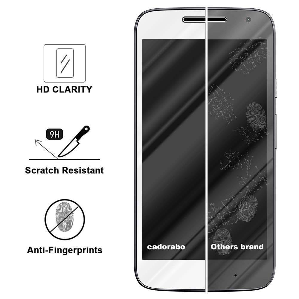 Cadorabo Panzerfolie für Motorola MOTO G4 PLAY Schutzfolie in Weiß Vollbild Folie Tempered Display Schutzglas