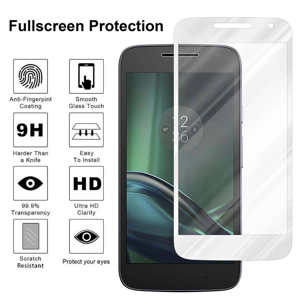 Cadorabo Panzerfolie für Motorola MOTO G4 PLAY Schutzfolie in Weiß Vollbild Folie Tempered Display Schutzglas
