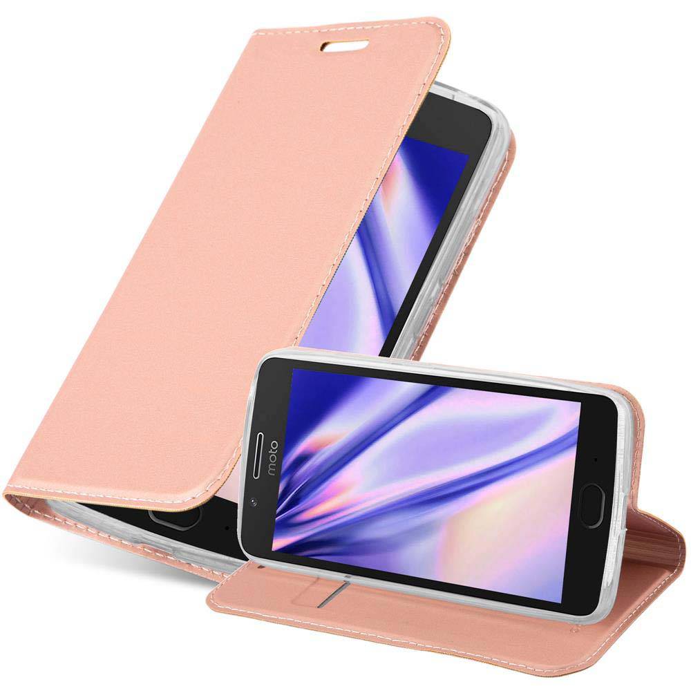 Cadorabo Handyhülle für Motorola MOTO G5 Schutz Hülle in Rosa Cover Etui Book Case Booklet