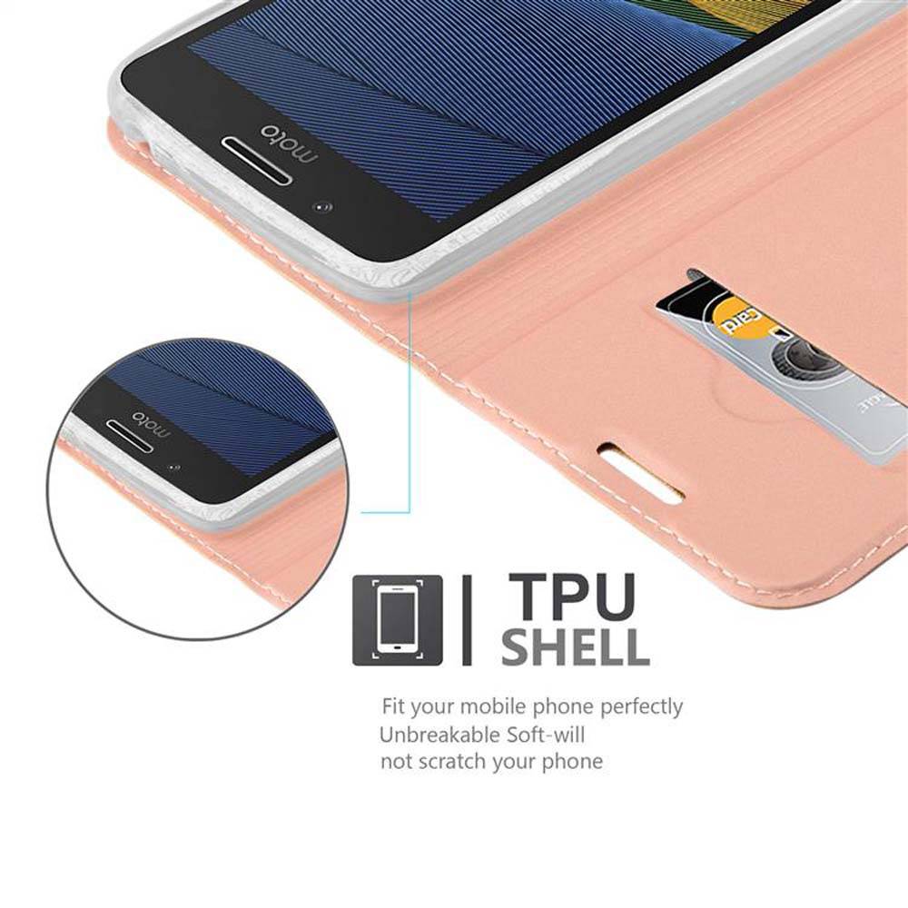 Cadorabo Handyhülle für Motorola MOTO G5 Schutz Hülle in Rosa Cover Etui Book Case Booklet