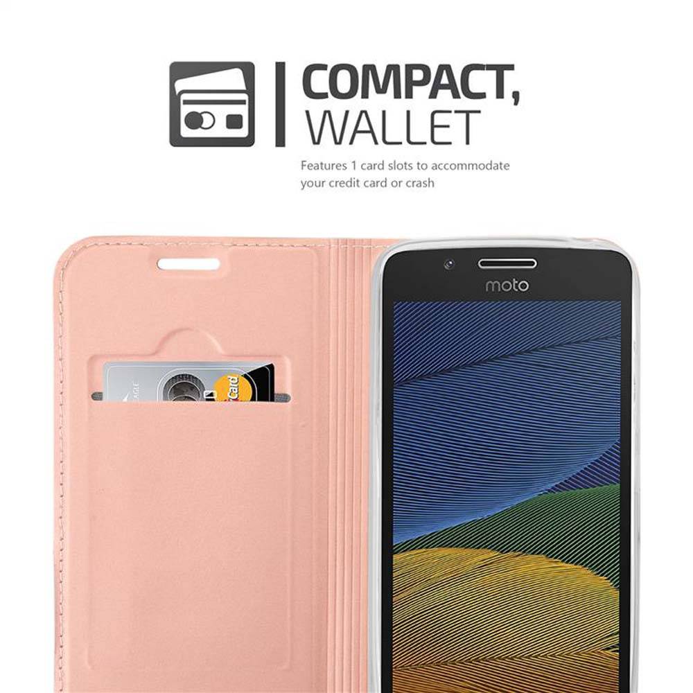 Cadorabo Handyhülle für Motorola MOTO G5 Schutz Hülle in Rosa Cover Etui Book Case Booklet