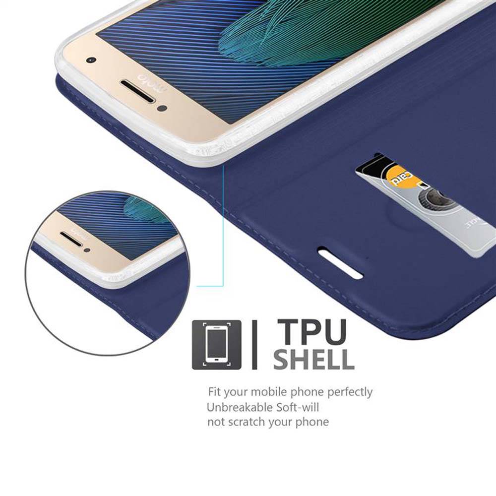 Cadorabo Handyhülle für Motorola MOTO G5 PLUS Schutz Hülle in Blau Cover Etui Book Case Booklet