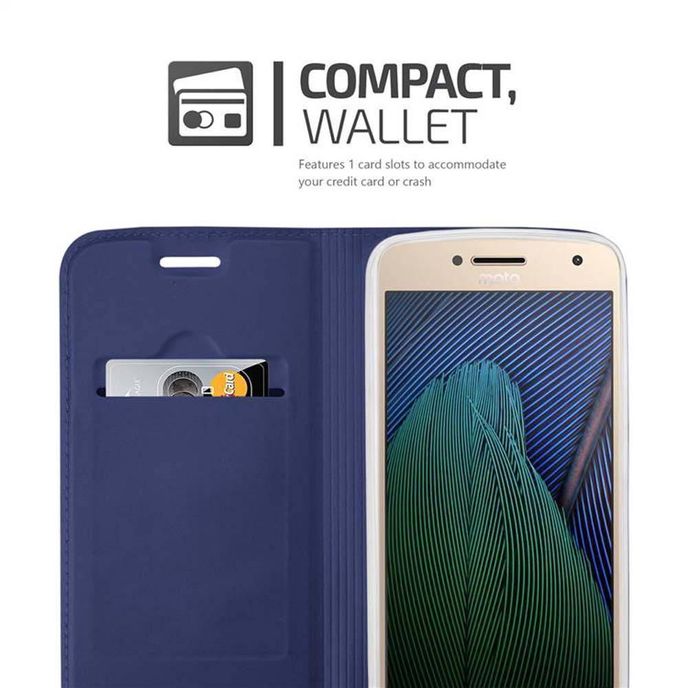 Cadorabo Handyhülle für Motorola MOTO G5 PLUS Schutz Hülle in Blau Cover Etui Book Case Booklet