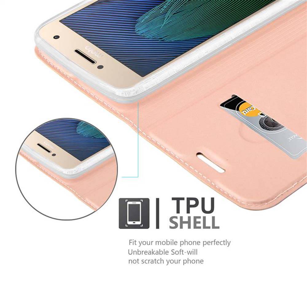 Cadorabo Handyhülle für Motorola MOTO G5 PLUS Schutz Hülle in Rosa Cover Etui Book Case Booklet