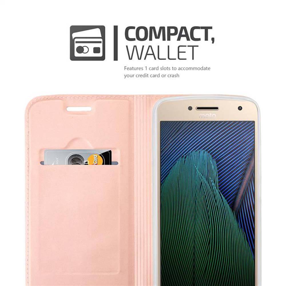 Cadorabo Handyhülle für Motorola MOTO G5 PLUS Schutz Hülle in Rosa Cover Etui Book Case Booklet