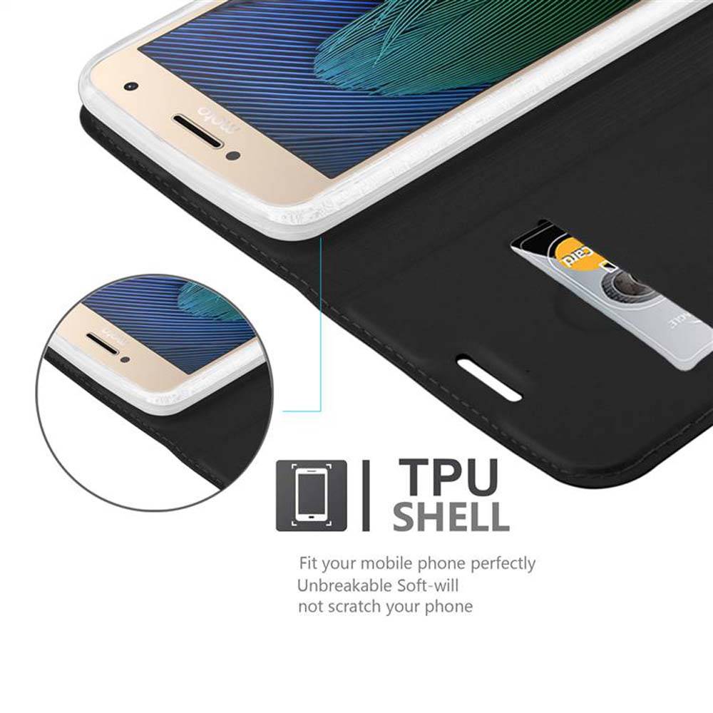 Cadorabo Handyhülle für Motorola MOTO G5 PLUS Schutz Hülle in Schwarz Cover Etui Book Case Booklet