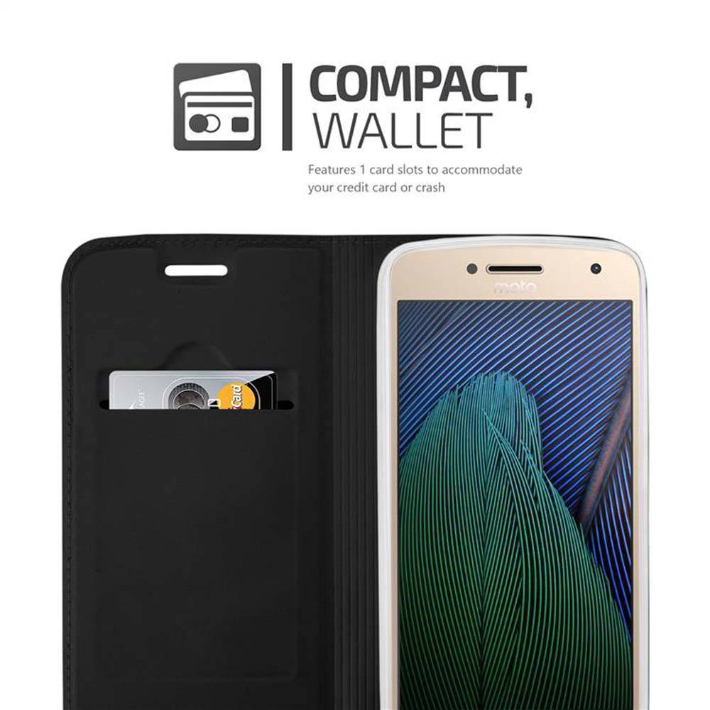 Cadorabo Handyhülle für Motorola MOTO G5 PLUS Schutz Hülle in Schwarz Cover Etui Book Case Booklet
