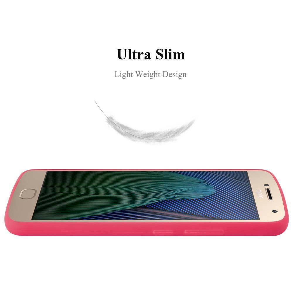 Cadorabo Hülle für Motorola MOTO G5 PLUS Schutzhülle in Rot Handyhülle TPU Silikon Etui Case Cover