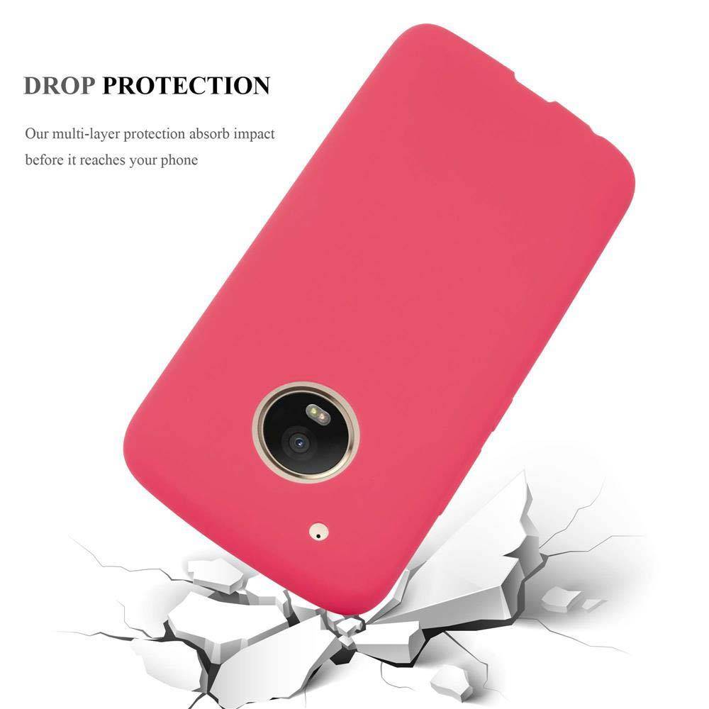 Cadorabo Hülle für Motorola MOTO G5 PLUS Schutzhülle in Rot Handyhülle TPU Silikon Etui Case Cover