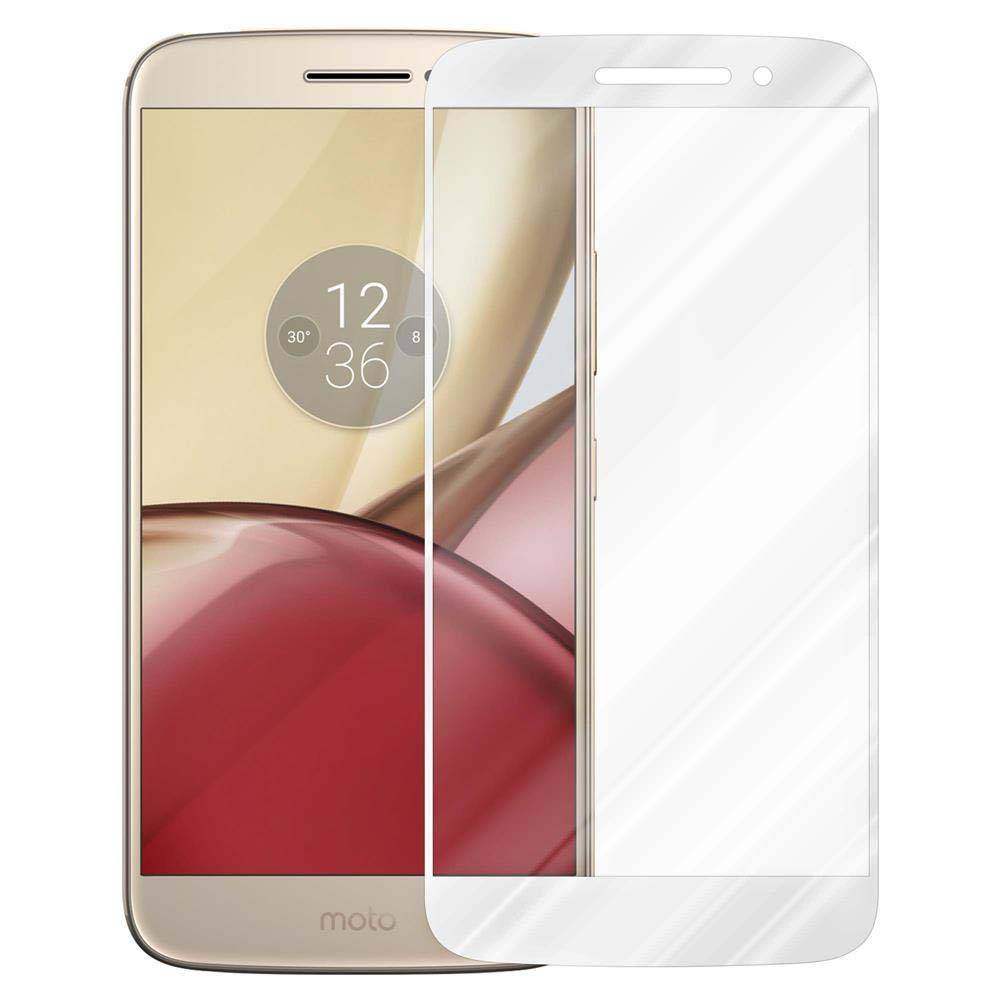 Cadorabo Panzerfolie für Motorola MOTO M Schutzfolie in Weiß Vollbild Folie Tempered Display Schutzglas