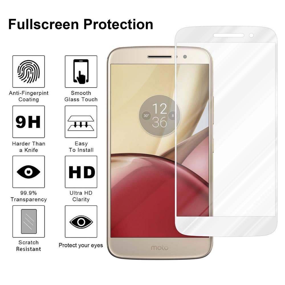 Cadorabo Panzerfolie für Motorola MOTO M Schutzfolie in Weiß Vollbild Folie Tempered Display Schutzglas