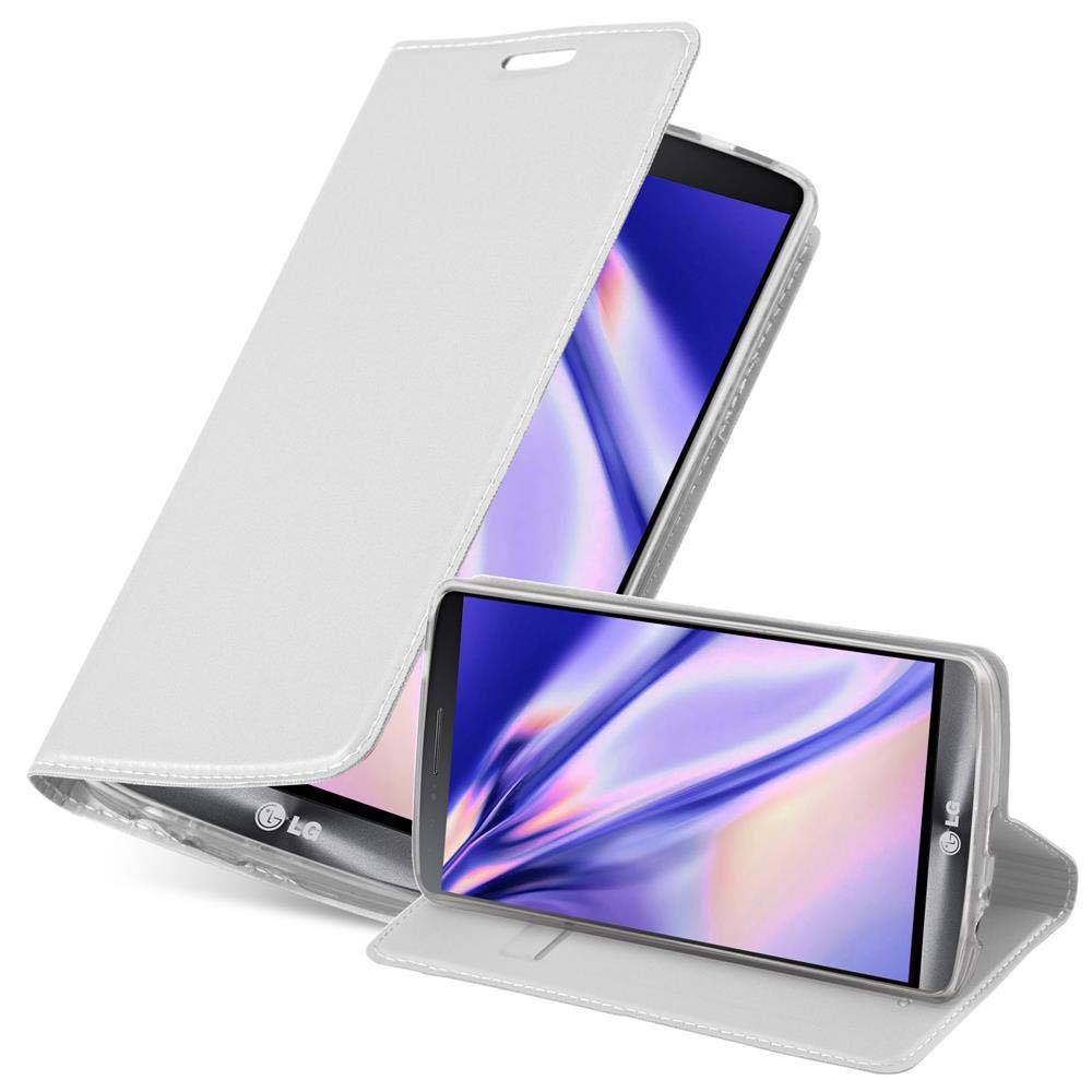 Cadorabo Handyhülle für LG G3 Schutz Hülle in Silber Cover Etui Book Case Booklet