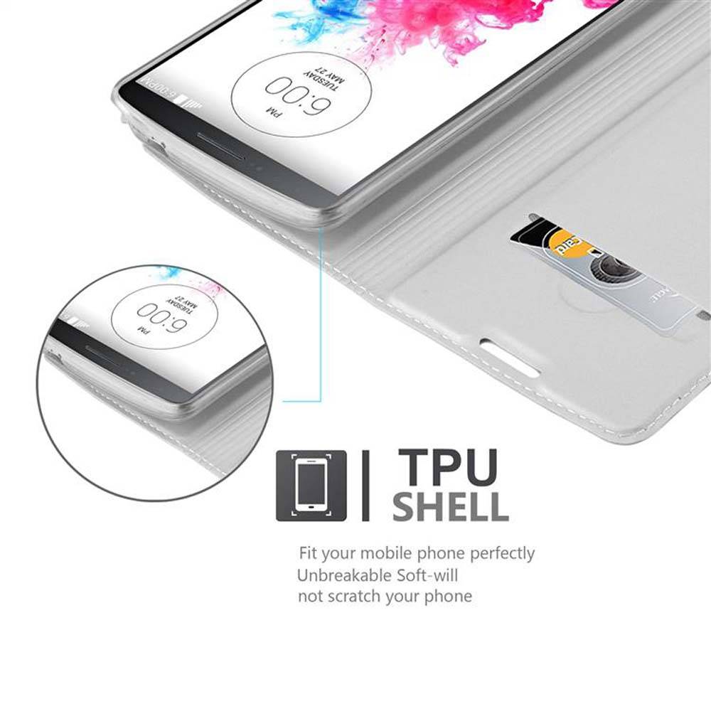 Cadorabo Handyhülle für LG G3 Schutz Hülle in Silber Cover Etui Book Case Booklet
