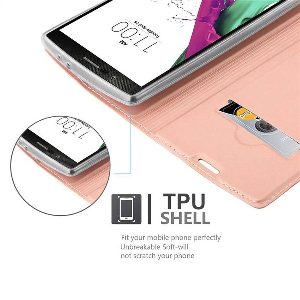 Cadorabo Handyhülle für LG G4 / G4 PLUS Schutz Hülle in Rosa Cover Etui Book Case Booklet