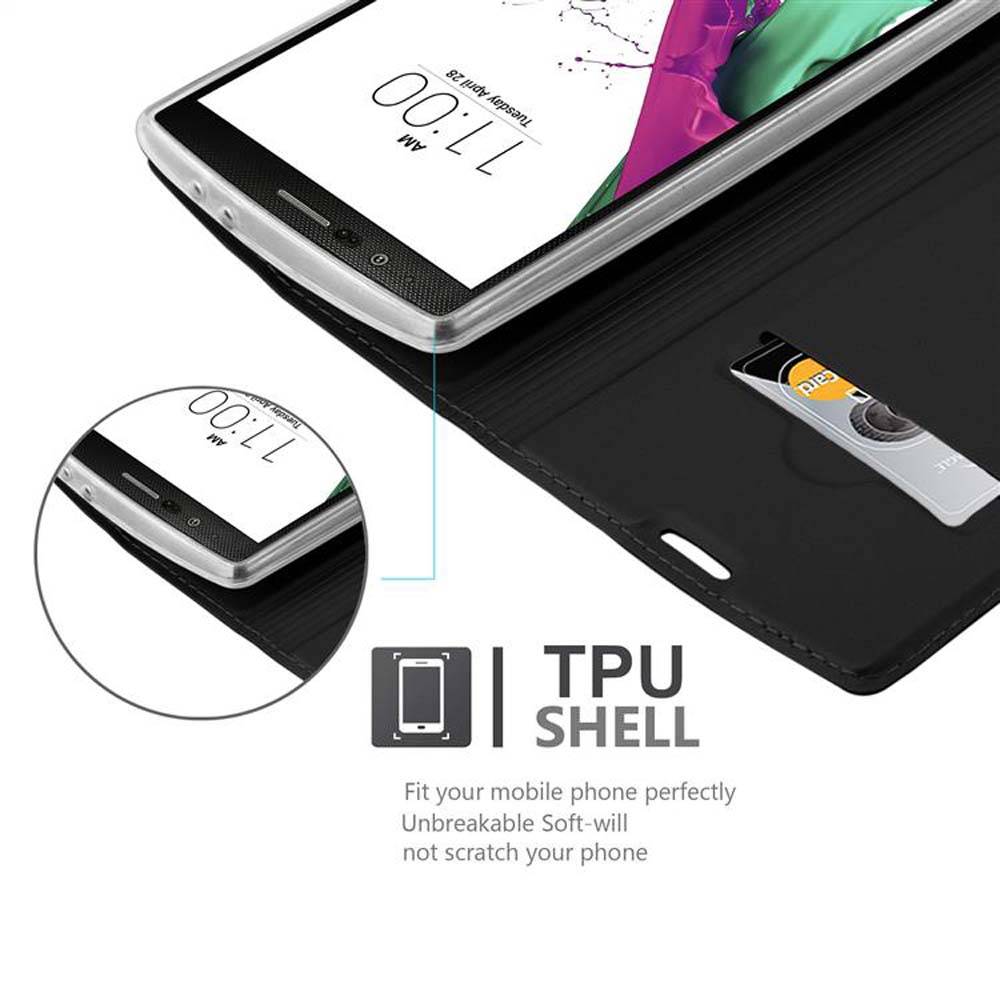 Cadorabo Handyhülle für LG G4 / G4 PLUS Schutz Hülle in Schwarz Cover Etui Book Case Booklet