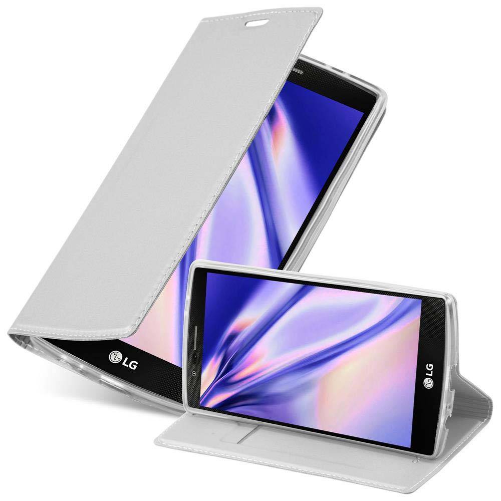 Cadorabo Handyhülle für LG G4 / G4 PLUS Schutz Hülle in Silber Cover Etui Book Case Booklet