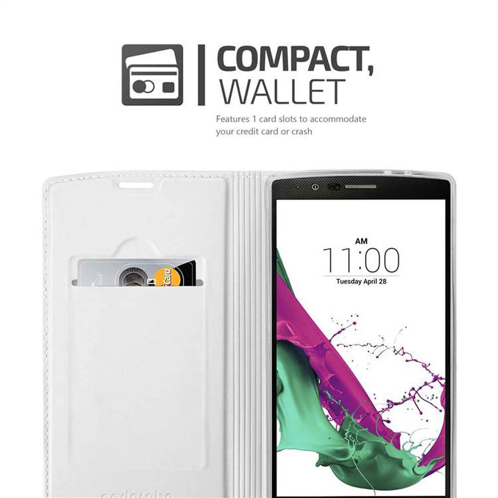 Cadorabo Handyhülle für LG G4 / G4 PLUS Schutz Hülle in Silber Cover Etui Book Case Booklet