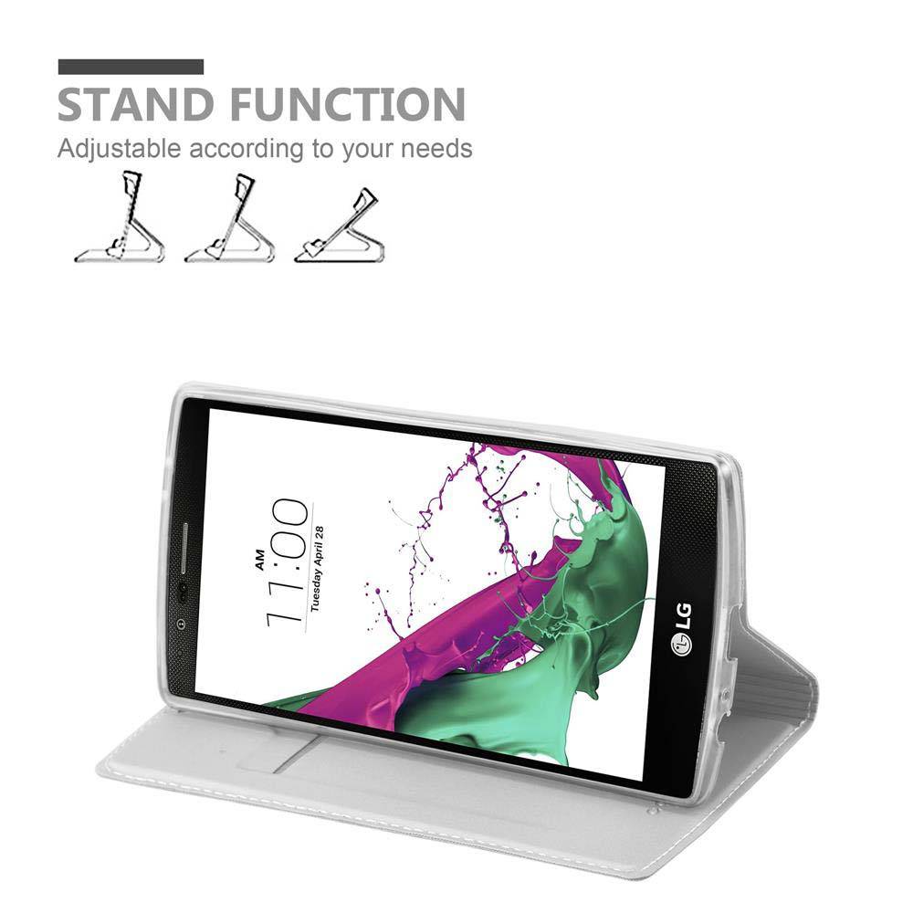 Cadorabo Handyhülle für LG G4 / G4 PLUS Schutz Hülle in Silber Cover Etui Book Case Booklet