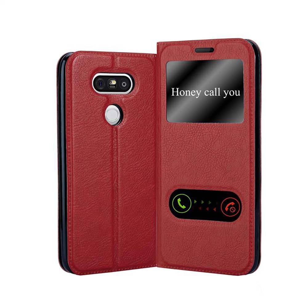 Cadorabo Schutzhülle für LG G5 Hülle in Rot Handyhülle Book Case Cover Etui