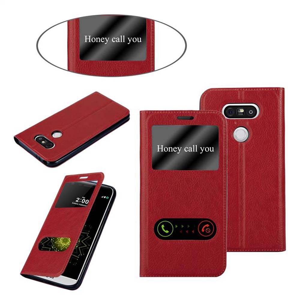 Cadorabo Schutzhülle für LG G5 Hülle in Rot Handyhülle Book Case Cover Etui