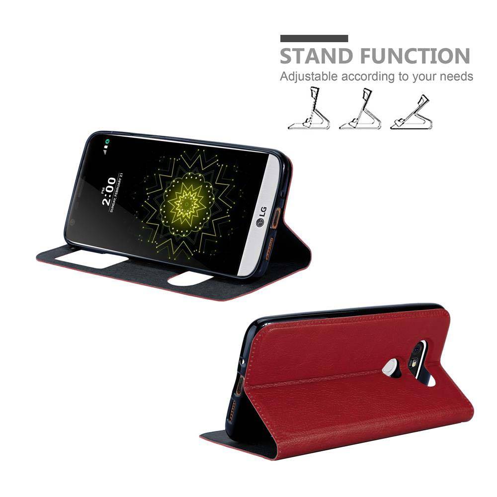 Cadorabo Schutzhülle für LG G5 Hülle in Rot Handyhülle Book Case Cover Etui
