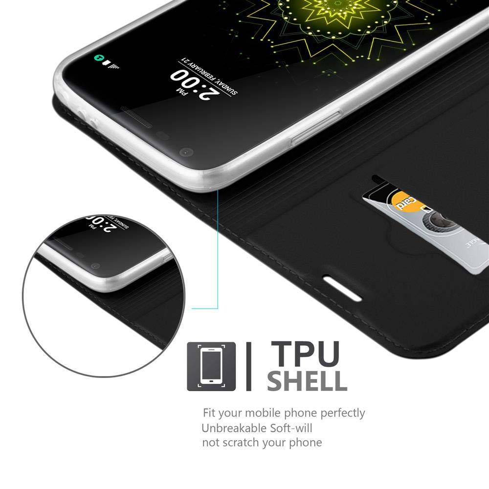 Cadorabo Handyhülle für LG G5 Schutz Hülle in Schwarz Cover Etui Book Case Booklet