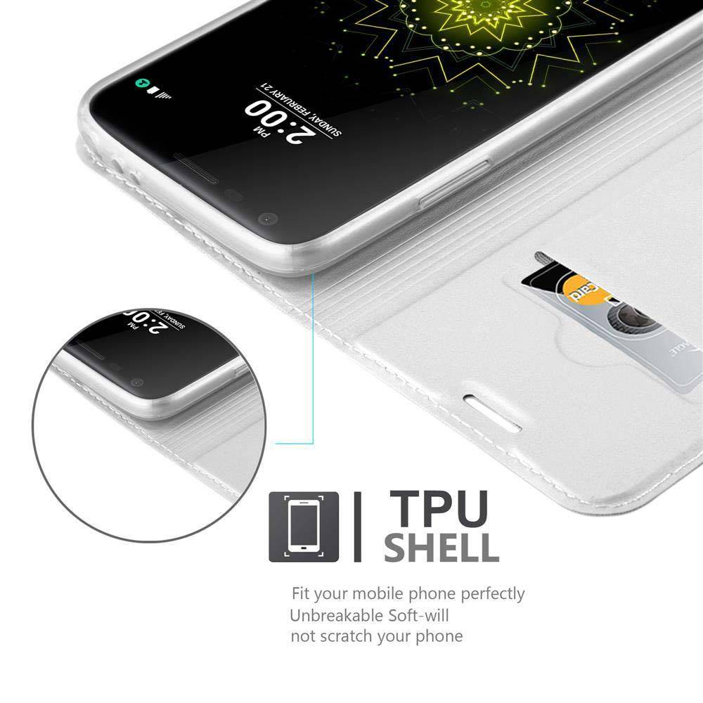 Cadorabo Handyhülle für LG G5 Schutz Hülle in Silber Cover Etui Book Case Booklet