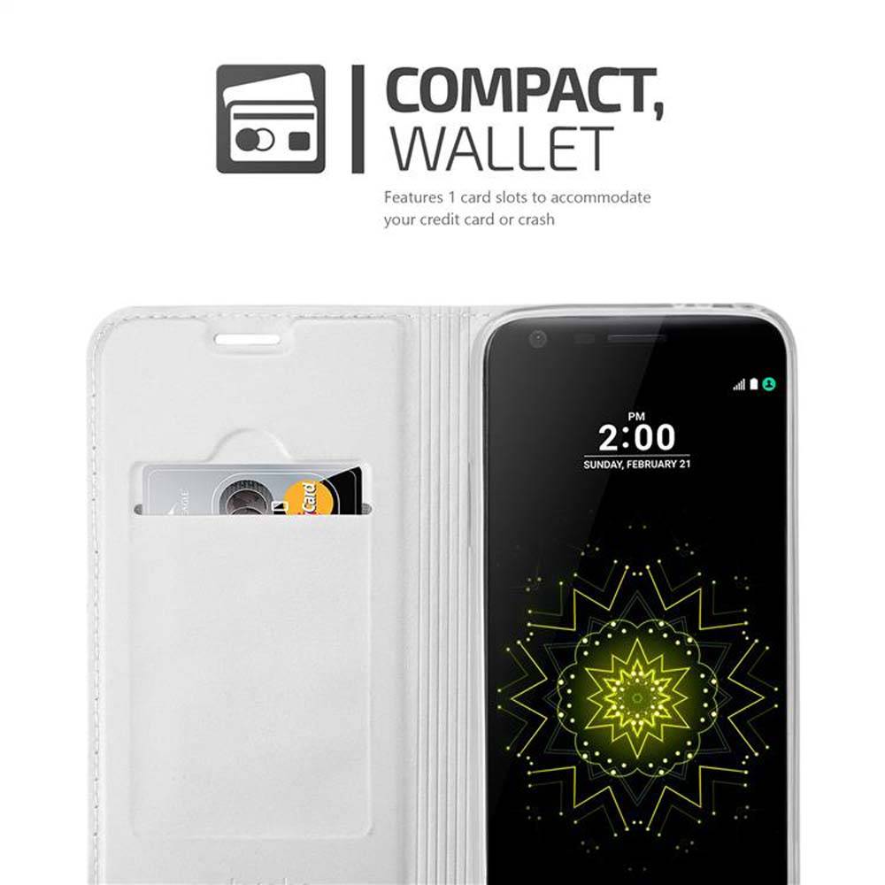 Cadorabo Handyhülle für LG G5 Schutz Hülle in Silber Cover Etui Book Case Booklet