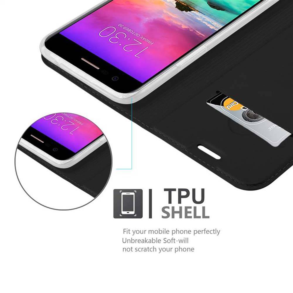 Cadorabo Handyhülle für LG K10 2017 Schutz Hülle in Schwarz Cover Etui Book Case Booklet