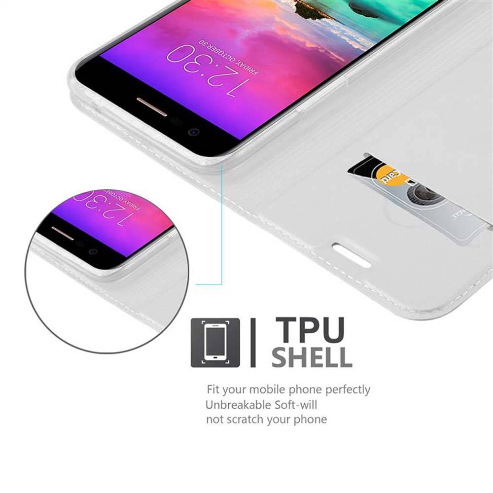 Cadorabo Handyhülle für LG K10 2017 Schutz Hülle in Silber Cover Etui Book Case Booklet