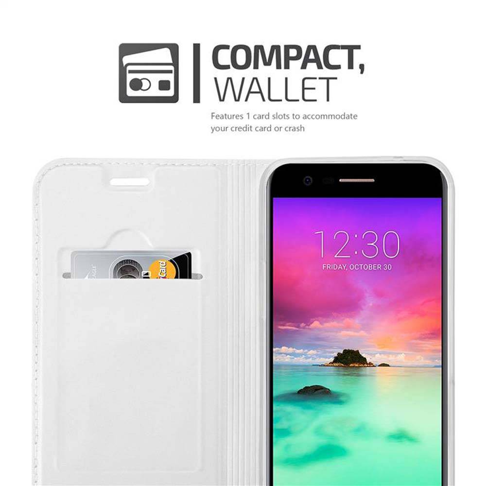 Cadorabo Handyhülle für LG K10 2017 Schutz Hülle in Silber Cover Etui Book Case Booklet