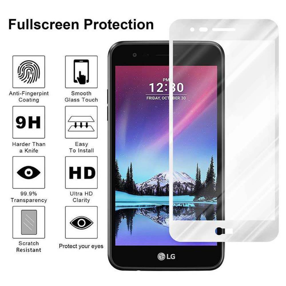 Cadorabo Panzerfolie für LG K4 2017 Schutzfolie in Weiß Vollbild Folie Tempered Display Schutzglas