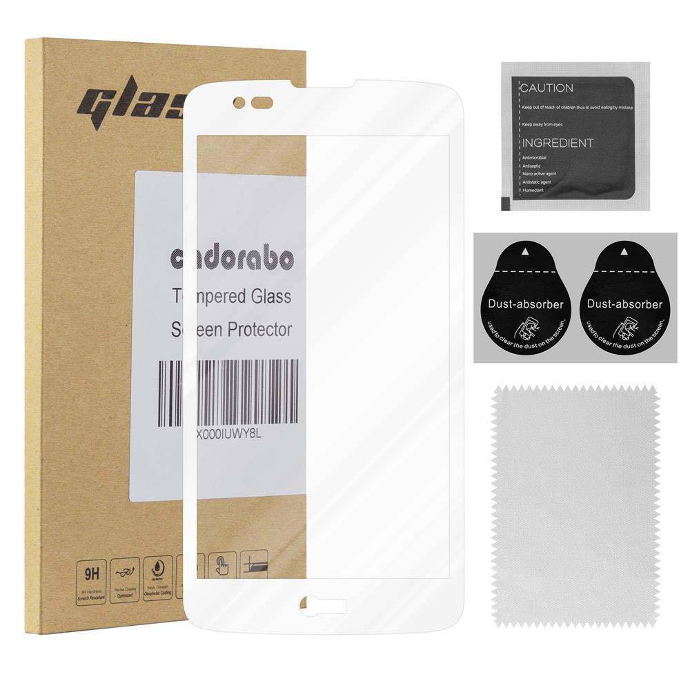 Cadorabo Panzerfolie für LG K7 Schutzfolie in Weiß Vollbild Folie Tempered Display Schutzglas