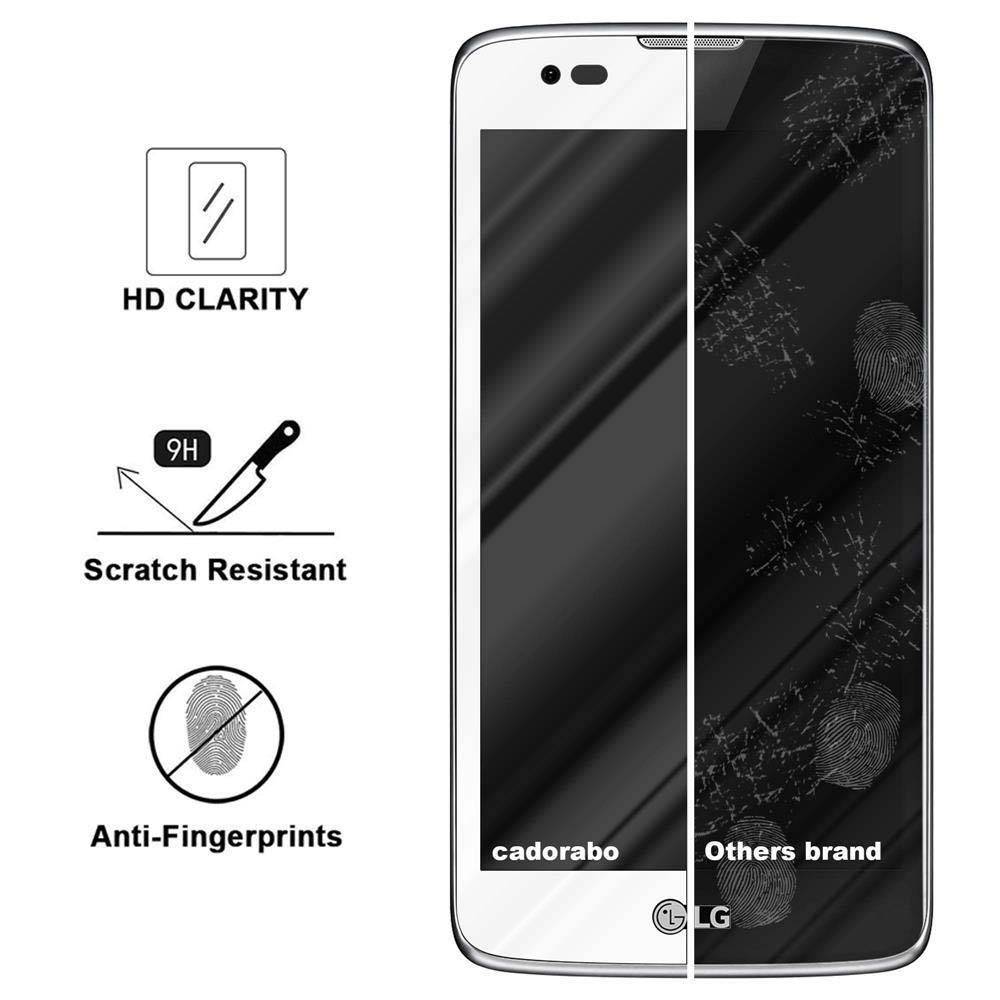 Cadorabo Panzerfolie für LG K7 Schutzfolie in Weiß Vollbild Folie Tempered Display Schutzglas