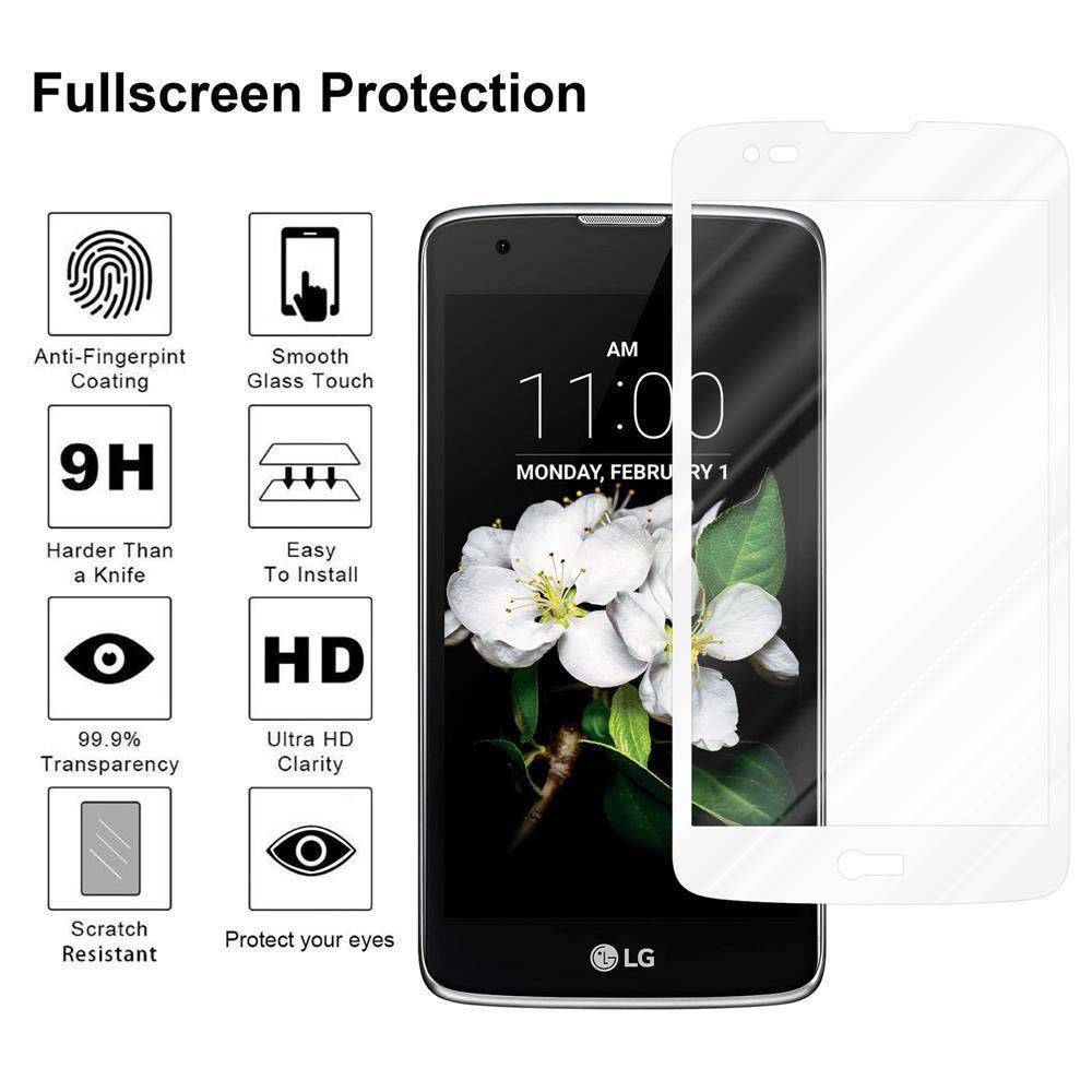 Cadorabo Panzerfolie für LG K7 Schutzfolie in Weiß Vollbild Folie Tempered Display Schutzglas