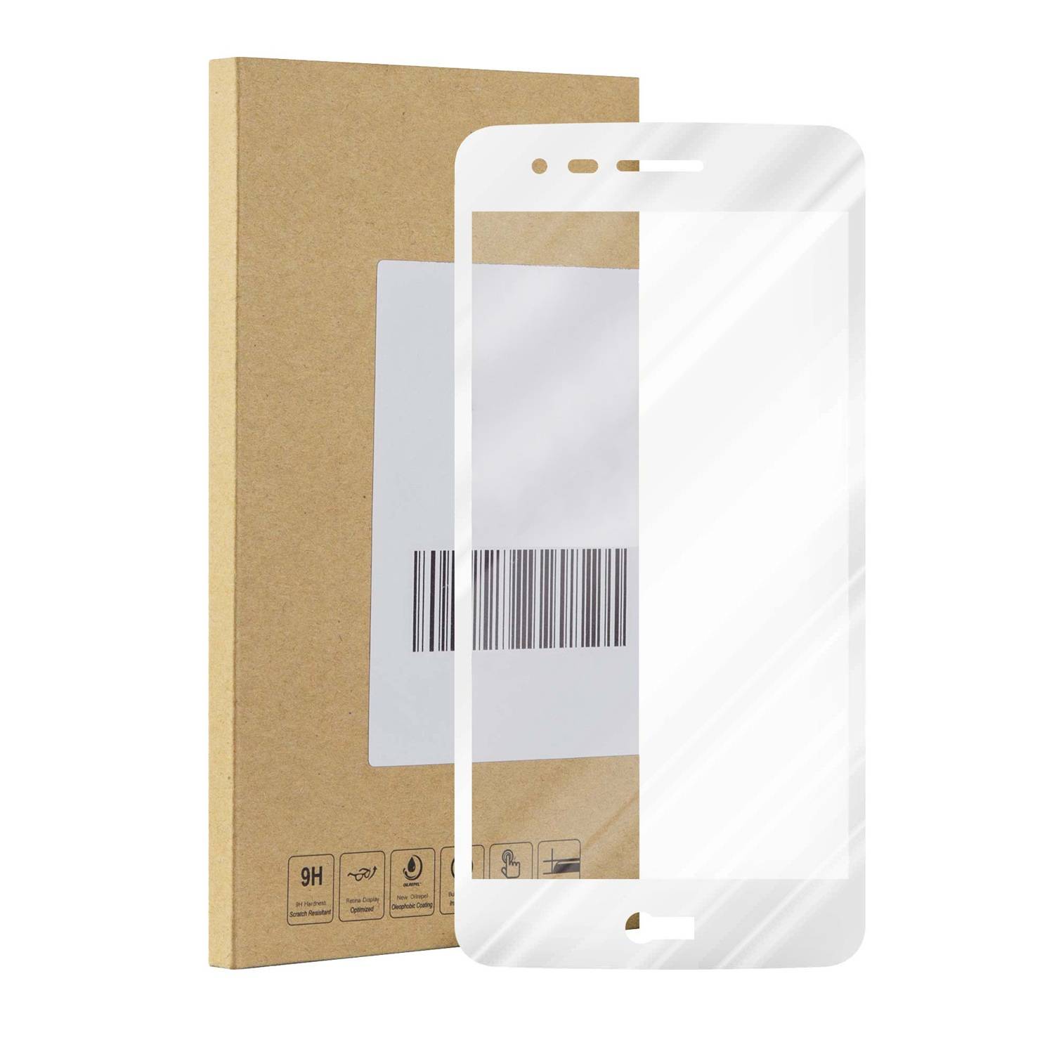 Cadorabo Panzerfolie für LG K8 2017 Schutzfolie in Weiß Vollbild Folie Tempered Display Schutzglas