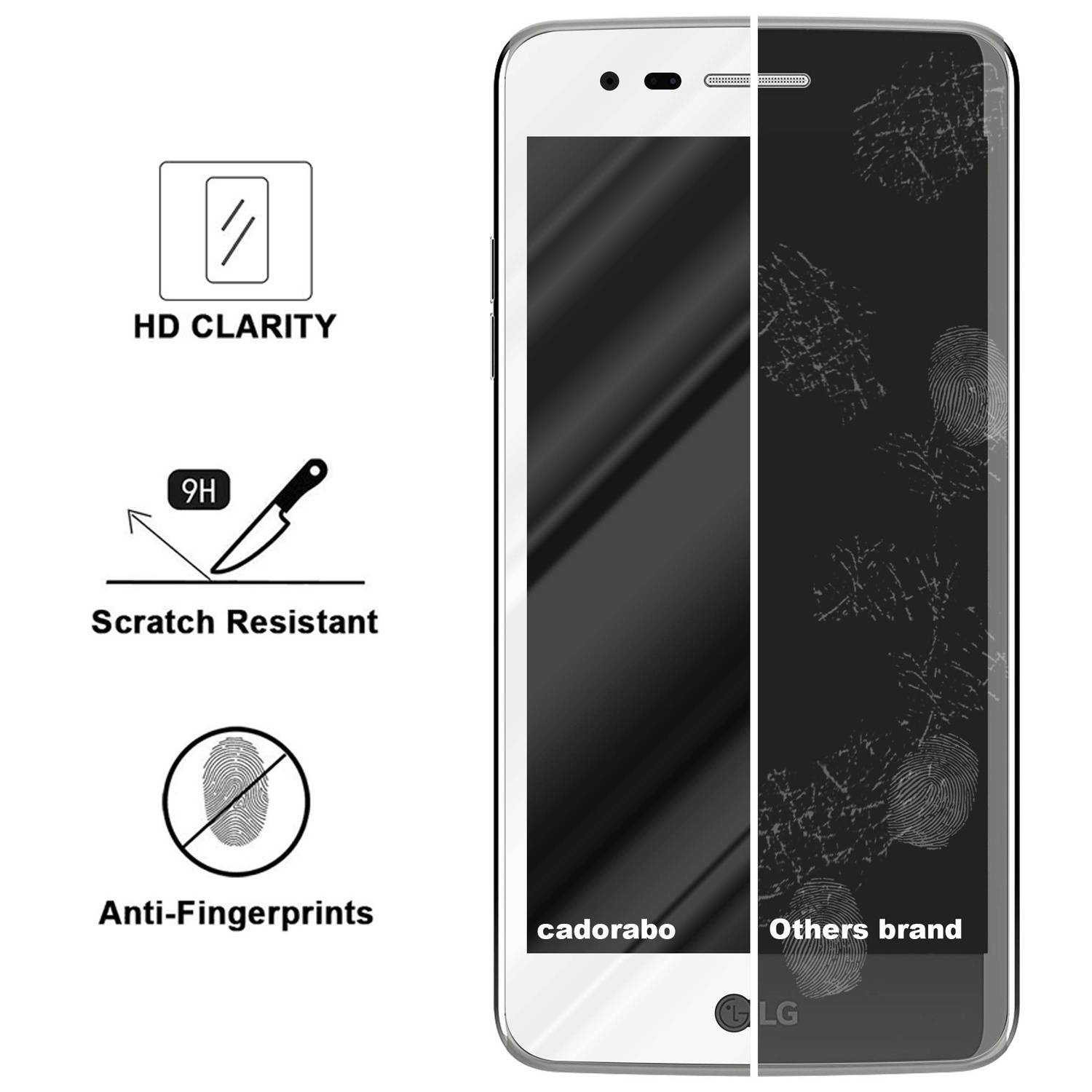 Cadorabo Panzerfolie für LG K8 2017 Schutzfolie in Weiß Vollbild Folie Tempered Display Schutzglas
