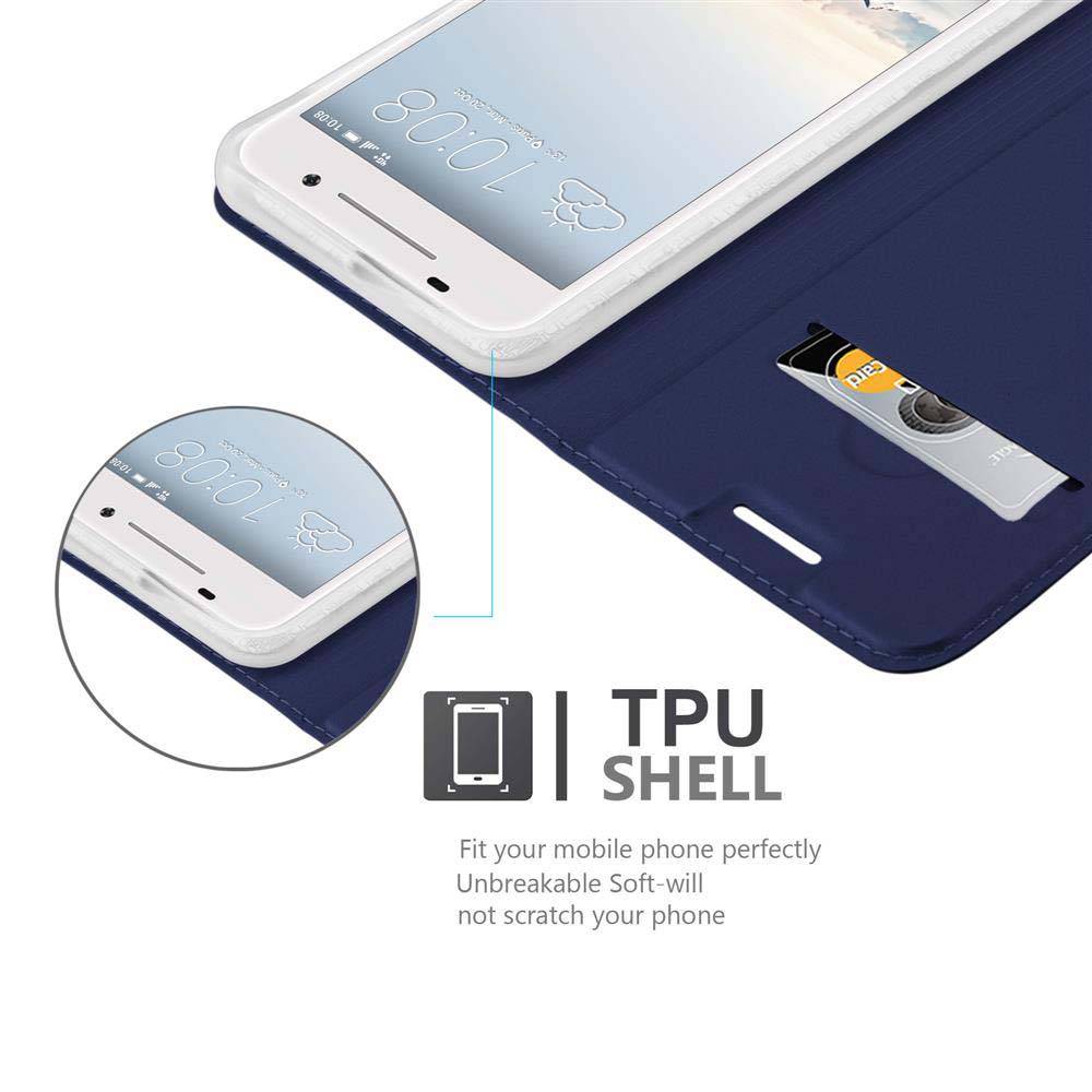 Cadorabo Handyhülle für HTC ONE A9 Schutz Hülle in Blau Cover Etui Book Case Booklet