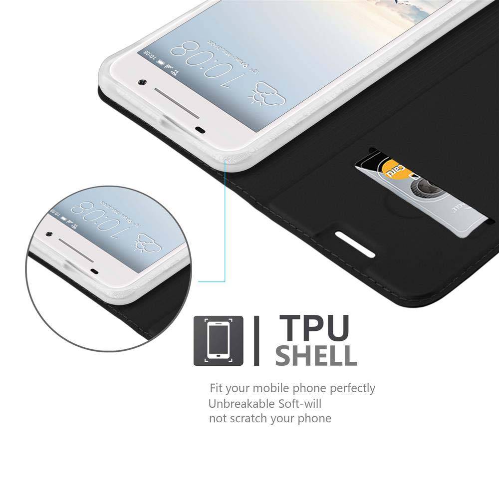 Cadorabo Handyhülle für HTC ONE A9 Schutz Hülle in Schwarz Cover Etui Book Case Booklet
