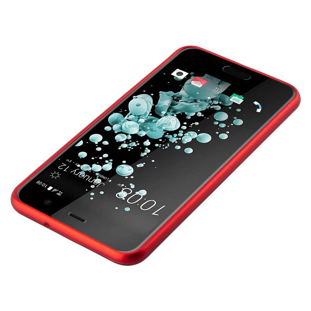 Cadorabo Schutzhülle für HTC U PLAY Hülle in Rot Handyhülle TPU Silikon Etui Cover Case