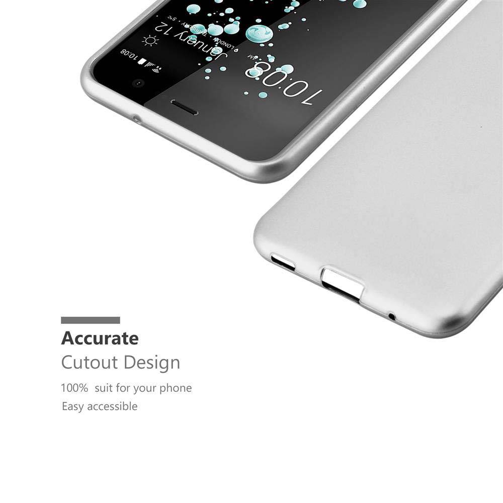 Cadorabo Schutzhülle für HTC U PLAY Hülle in Silber Handyhülle TPU Silikon Etui Cover Case