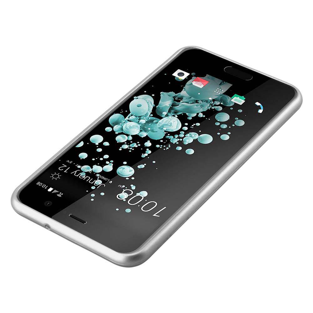 Cadorabo Schutzhülle für HTC U PLAY Hülle in Silber Handyhülle TPU Silikon Etui Cover Case
