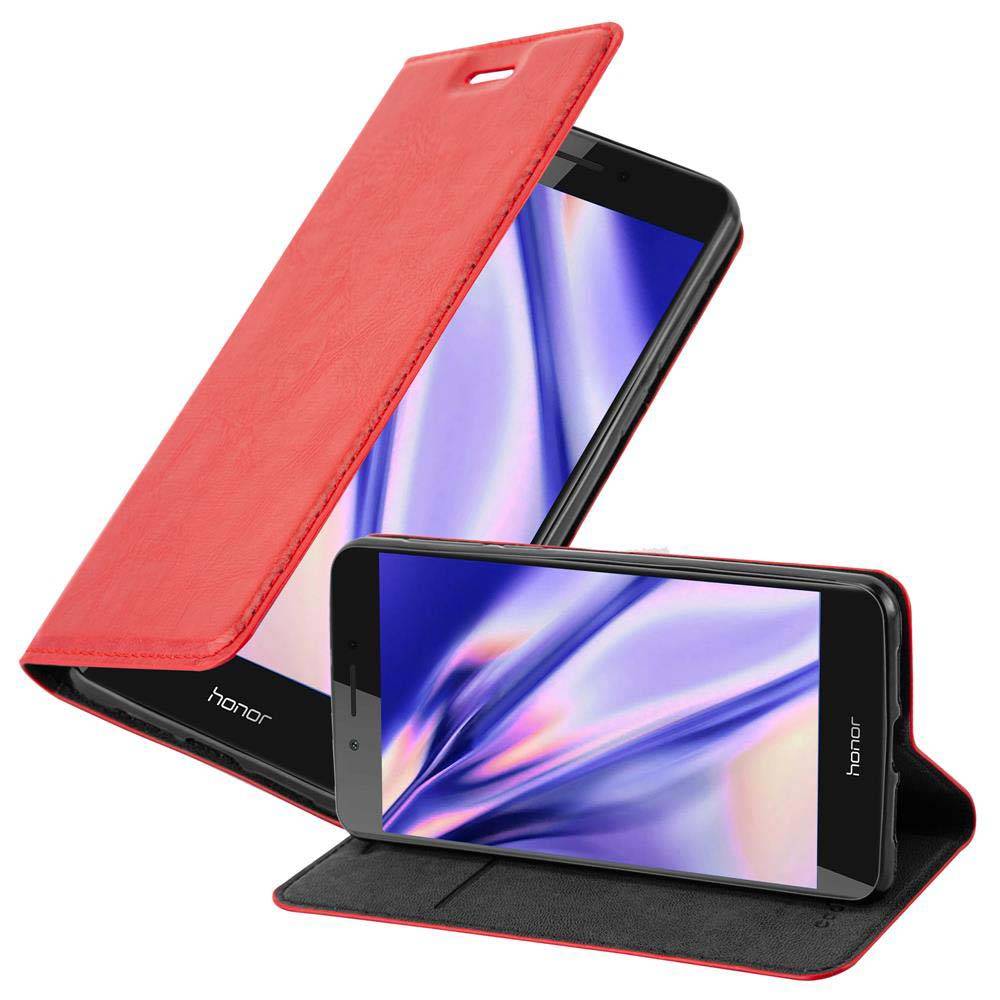 Cadorabo Hülle für Honor 6C Schutz Hülle in Rot Handyhülle Etui Case Cover Magnetverschluss