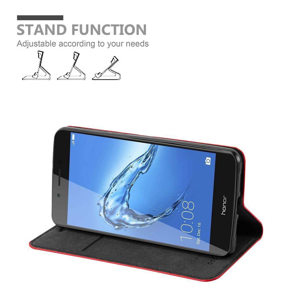 Cadorabo Hülle für Honor 6C Schutz Hülle in Rot Handyhülle Etui Case Cover Magnetverschluss