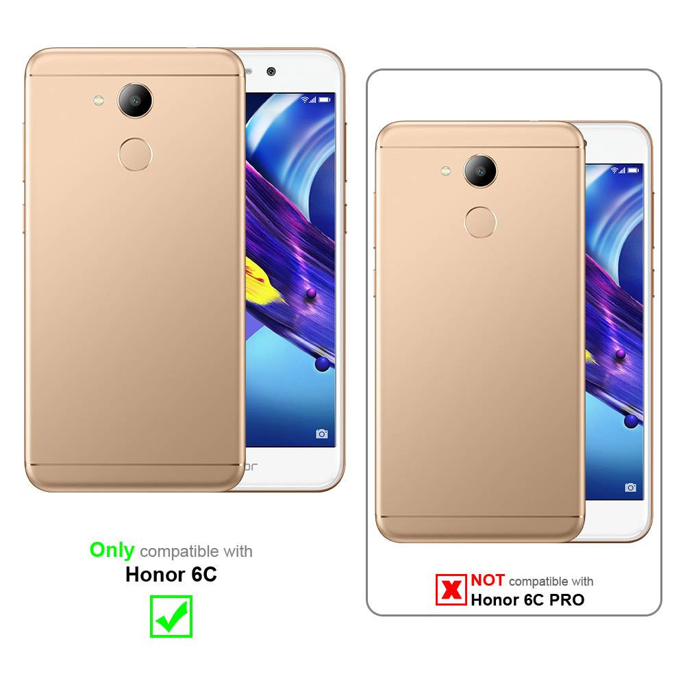 Cadorabo Hülle für Honor 6C Schutz Hülle in Schwarz Handyhülle Etui Case Cover Magnetverschluss