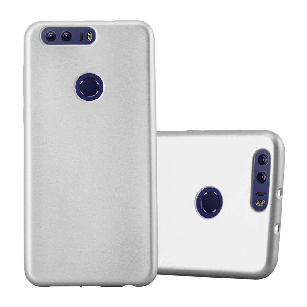 Cadorabo Schutzhülle für Honor 8 / 8 PREMIUM Hülle in Silber Handyhülle TPU Silikon Etui Cover Case
