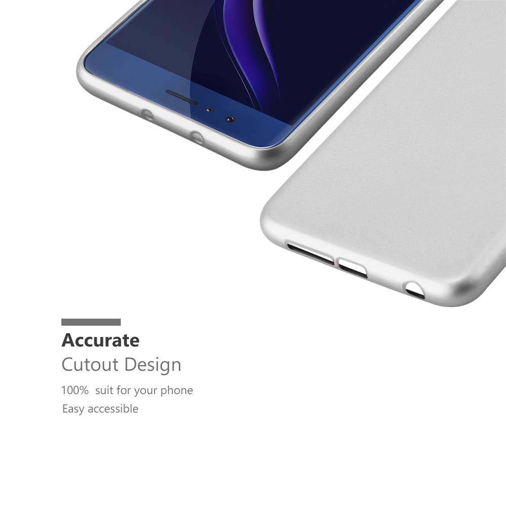 Cadorabo Schutzhülle für Honor 8 / 8 PREMIUM Hülle in Silber Handyhülle TPU Silikon Etui Cover Case