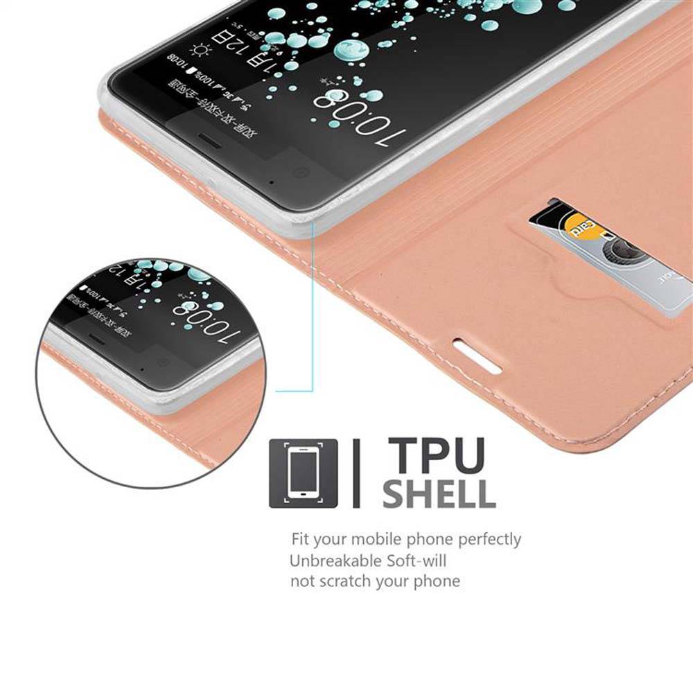 Cadorabo Handyhülle für HTC U ULTRA Schutz Hülle in Rosa Cover Etui Book Case Booklet