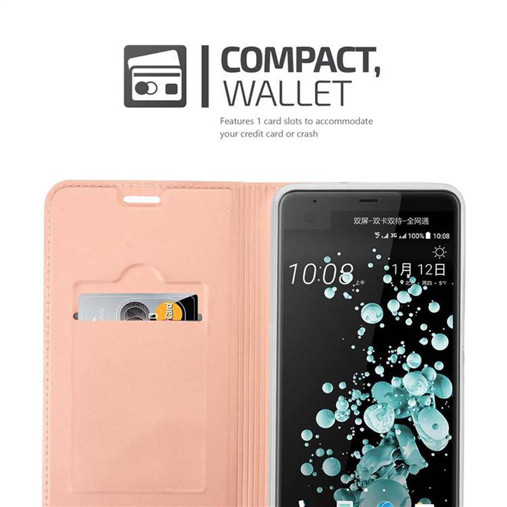 Cadorabo Handyhülle für HTC U ULTRA Schutz Hülle in Rosa Cover Etui Book Case Booklet