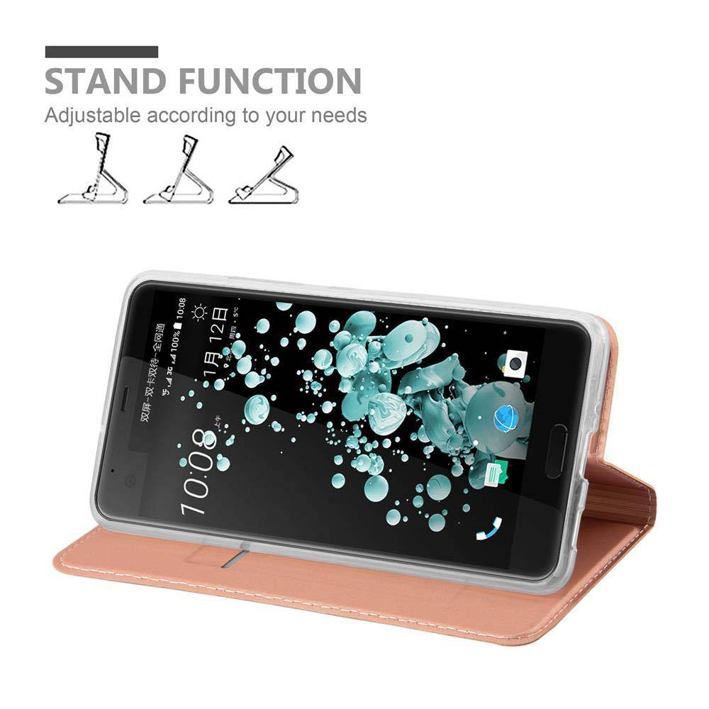 Cadorabo Handyhülle für HTC U ULTRA Schutz Hülle in Rosa Cover Etui Book Case Booklet